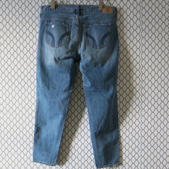 HOLLISTER Button Fly Destroyed Skinny Leg Crop Denim Jeans - Size 27 W - Picture 2 of 7